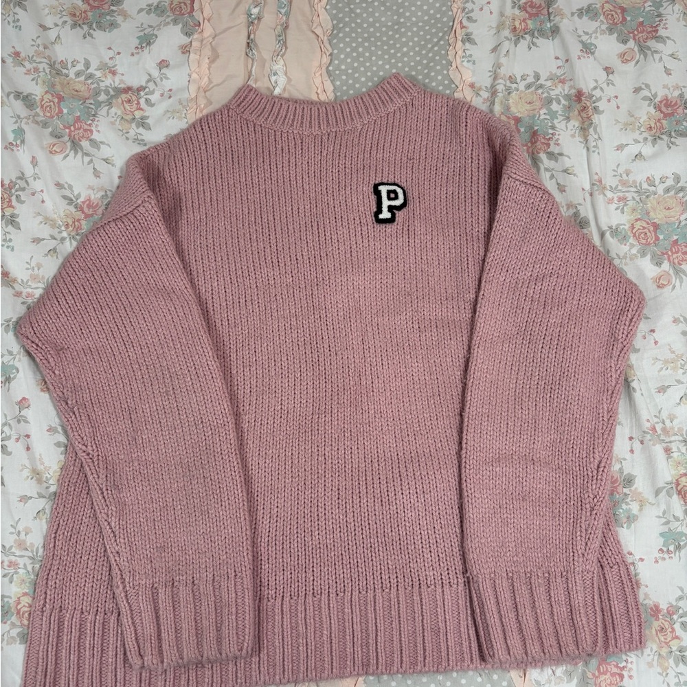 PINK Victoria's Secret Dusty Rose Crew Neck Sweater with Ribbed Knit |Size M|